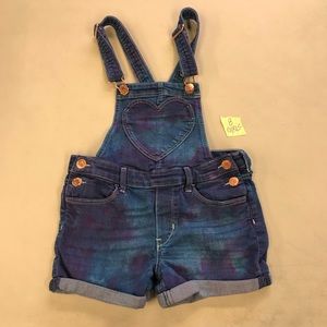 Tie Dye Girls Heart Short Overalls Purple Blues Sz 8 SUPER CUTE!!